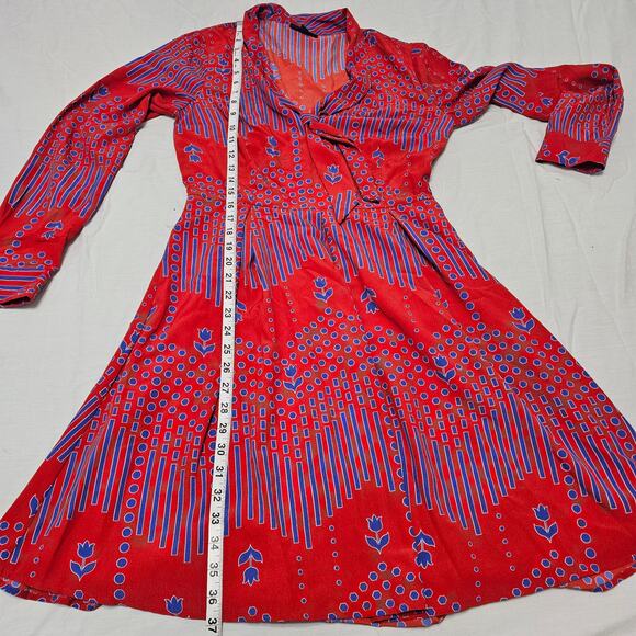 Modcloth Women's Red Pleasant Confidence Tie-Neck Dress Size 8 - Picture 8 of 10